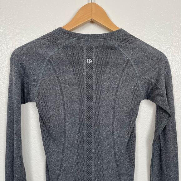 Lululemon Swiftly Tech Long Sleeve Crew Shirt Heathered Black Gray Hip Length 2 - Picture 10 of 16